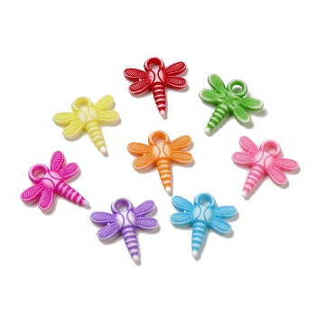 Opaque Acrylic Pendants, Craft Style, Dragonfly, Mixed Color, 20.5x19.5x3.5mm, Hole: 3mm, 1515pcs/500g