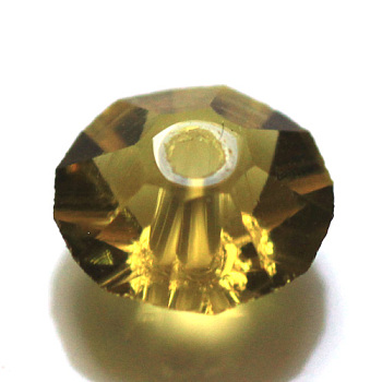 Imitation Austrian Crystal Beads, Grade AAA, Faceted, Flat Round, Olive, 8x4mm, Hole: 0.9~1mm