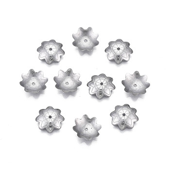304 Stainless Steel Bead Caps, Multi-Petal, Flower, Stainless Steel Color, 10.5x10x2mm, Hole: 0.9mm
