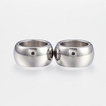 304 Stainless Steel Beads, Large Hole Beads, Rondelle, Stainless Steel Color, 16x8mm, Hole: 11mm