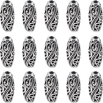 CHGCRAFT Tibetan Style Alloy Beads, Rice, Antique Silver, 17x7mm, Hole: 2mm, 30pcs/box