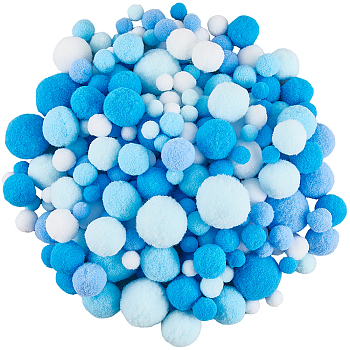 Polyester Ball Decoration, Pom Pom Ball, For DIY Craft, Light Sky Blue, 0.8~3cm, about 100pcs/set, 4 sets