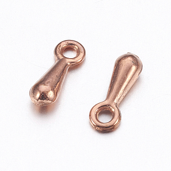 Alloy Charms, Chain Extender Drop, Long-Lasting Plated, Teardrop, Rose Gold, 7x2.5x2mm, Hole: 1mm