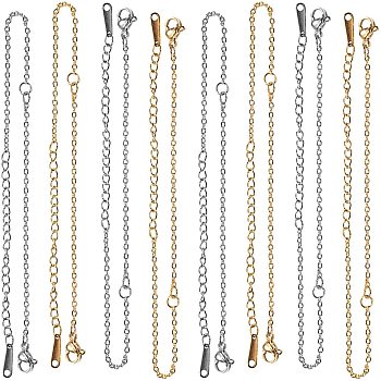 201 Stainless Steel Bracelet Making, with Cable Chain and Lobster Claw Clasps, Golden & Stainless Steel Color, 5 inch~5-1/4 inch(12.7~13.4cm), 1.5mm, Hole: 1.5mm, 2colors, 5pcs/color, 10pcs/box