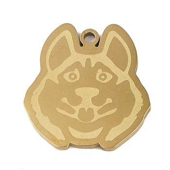 304 Stainless Steel Pendants, Sled Dog Charm, Golden, 22x20.5x1.5mm, Hole: 1mm