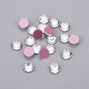 Glass Rhinestone Cabochons, Grade AA, Flat Back & Faceted, Half Round, Crystal, SS8, 2.3~2.4mm, about 1440pcs/bag