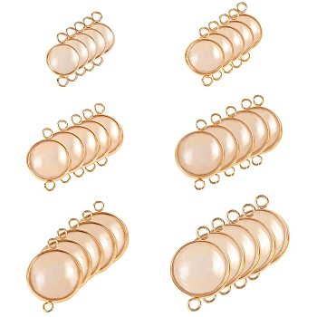 DIY Jewelry Making, 304 Stainless Steel Cabochon Connector Links Settings and Clear Glass Cabochons, Flat Round, Golden, 7.4x7.3x2.5cm, 30pcs/box