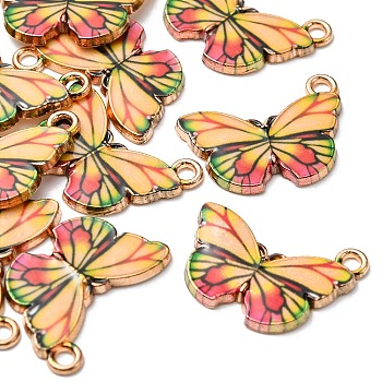 Printed Alloy Pendants, Cadmium Free & Nickel Free & Lead Free, Light Gold, Butterfly, Navajo White, 15x20x1.5mm, Hole: 1.8mm