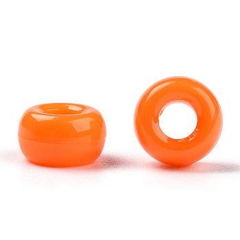 Opaque Acrylic Beads, Rondelle, Dark Orange, 7x4mm, Hole: 3mm, about 4545pcs/500g