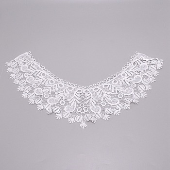 Milk Silk Embroidered Floral Lace Collar, Neckline Trim Clothes Sewing Applique Edge Flower, White, 218x436x1mm