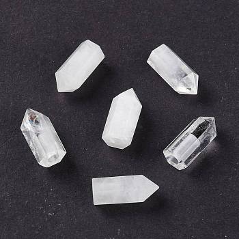 Natural Quartz Crystal Beads, Rock Crystal Beads, Half Drilled Beads, Hexagonal Prism, 17~17.5x8x7mm, Hole: 2.5mm
