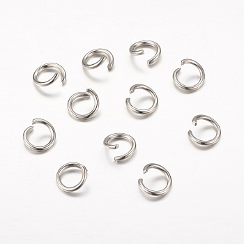 Iron Jump Rings, Open, Platinum Color, 6x0.9mm, Inner Diameter: 4.2mm, about 9600pcs/1000g