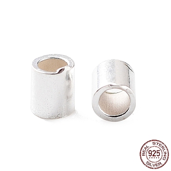 925 Sterling Silver Spacer Tube Beads, Column, Silver, 1.7x1.5mm, Hole: 1mm, about 741pcs(10g)/bag