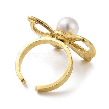 anillos de perlas de concha de acero inoxidable(RJEW-R144-01G)-2