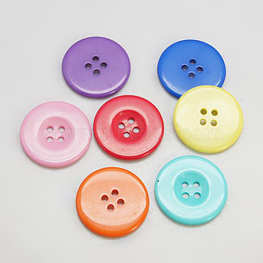 22mm Mixed Color Flat Round Resin 4-Hole Button