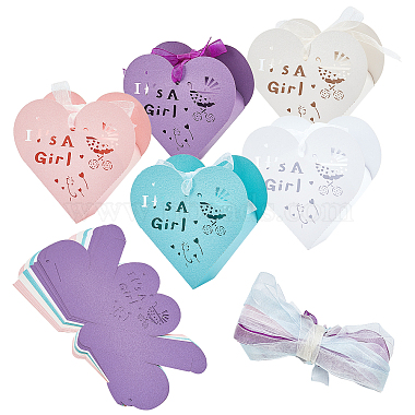 Mixed Color Heart Paper Candy Boxes