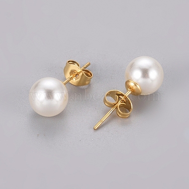 Plastic Imitation Pearl Stud Earrings(STAS-D0001-03-G)-2