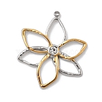 304 Stainless Steel Pendants, Golden & Stainless Steel Color, Flower, 30x25x2mm, Hole: 1.5mm(X-STAS-A126-03B-GP)
