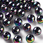 Opaque Acrylic Beads, AB Color Plated, Round, Prussian Blue, 12x11mm, Hole: 2.5mm, about 566pcs/500g(MACR-S370-D12mm-A19)