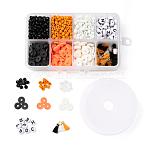 3 Colors 1155Pcs DIY Halloween Theme Stretch Bracelets Making Kits, Including Round Glass Seed Beads, Polymer Clay Heishi Beads, Polycotton Tassel, Acrylic Letter Beads and 8m Elastic Crystal Thread, Mixed Color, 4mm, Hole: 1.5mm(DIY-LS0001-22A)