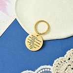 201 Stainless Steel Keychain, with Alloy Rings, Flat Round, Golden, 5.5cm(KEYC-YW00104-05)