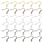 60Pcs 6 Colors Brass French Earring Hooks, Flat Earring Hooks, Ear Wire, with Beads and Horizontal Loop, Mixed Color, 15mm, Hole: 2mm, 10pcs/color(KK-TADJ0001-10)