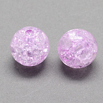 Transparent Crackle Acrylic Beads, Round, Lilac, 8mm, Hole: 2mm, about 1890pcs/500g(CACR-R008-8mm-02)
