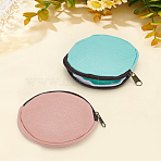 2pcs 2 Colors Cotton Change Purse with Zippers, Flat Round, Mixed Color, 100x10mm, 1pc/color(ABAG-LP0001-92B)