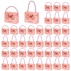 50Bags Hollow Flower Paper Butterfly Printed Candy Gift Tote Boxes with Rope Handles, Rectangle, Pink, Fold: 9x4x7cm(ABAG-TW0001-02)