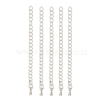 Brass Chain Extenders, with Teardrop Charms, Platinum, 65~70x3x1.5mm, Hole: 3x2mm(KK-N0086-01P)