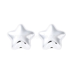 Electroplate Plating Opaque Acrylic Beads, Star, Platinum Plated, 19x20x9mm, Hole: 1.6mm(PACR-D288-07S)