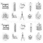 100Pcs 10 Styles Tibetan Style Alloy Pendants, Cadmium Free & Nickel Free & Lead Free, Palette & Compasses & Apple & Pen, Antique Silver, 11~32x7~18.5x2~12mm, Hole: 1.6mm, 10pcs/style(TIBEP-CJ0002-97)