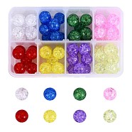 80Pcs 8 Colors Transparent Crackle Glass Round Beads Strands, No Hole, Mixed Color, 12mm, 10pcs/color(CCG-SZ0001-09)