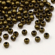 Iron Spacer Beads, Lead Free & Nickel Free, Round, Antique Bronze, 3.2mm, Hole: 1mm(IFIN-A016-AB-NF)