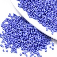 11/0 Grade A Glass Seed Beads, Cylinder, Uniform Seed Bead Size, Baking Paint, Royal Blue, 1.5x1mm, Hole: 0.5mm, about 20000pcs/bag(SEED-S030-1010)