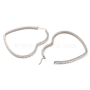 304 Stainless Steel Heart Hoop Earrings, with Polymer Clay and Rhinestone, Stainless Steel Color, 66x56x3.5mm, Pin: 0.8mm(EJEW-S242-01P-H)