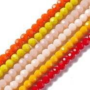 Faceted(32 Facets) Glass Beads Strands, Round, Mixed Color, 6x5.5mm, Hole: 1.2mm, about 95pcs/strand, 22.24''(56.5cm)(EGLA-J042-35B-M)