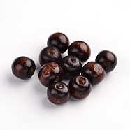 Natural Wood Beads, Round, Dyed, Coconut Brown, 9x10mm, Hole: 3.5mm, about 3000pcs/1000g(W02KQ0A1)