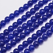 Natural & Dyed Malaysia Jade Bead Strands, Round, Midnight Blue, 6mm, Hole: 0.8mm, about 64pcs/strand, 15 inch(G-A146-6mm-A22)