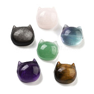 Natural Mixed Gemstone Beads, Cat Head Shape, 14~16.5x13~15.5x7.5~10mm, Hole: 1.2~1.6mm(G-H007-03)