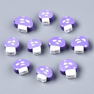 Handmade Polymer Clay Beads, Mushroom, Medium Purple, 9~13x8.5~12x4~5mm, Hole: 1.8mm(CLAY-N011-016E)