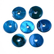 Spray Painted Natural Freshwater Shell Beads, Heishi Beads, Disc/Flat Round, Dodger Blue, 15x2mm, Hole: 2.5mm(X-SHEL-S276-107B)