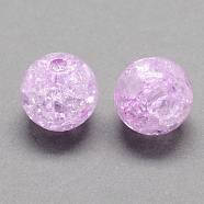 Transparent Crackle Acrylic Beads, Round, Lilac, 8mm, Hole: 2mm, about 1890pcs/500g(CACR-R008-8mm-02)