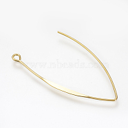 Brass Earring Hooks Findings, with Horizontal Loop, Nickel Free, Real 18K Gold Plated, 45x25x1mm, Hole: 1.5mm(X-KK-T020-27G)