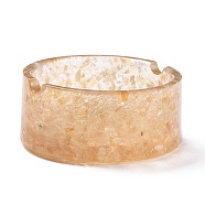 Resin with Natural Citrine Chip Stones Ashtray, Home OFFice Tabletop Decoration, Flat Round, 77x33mm, Inner Diameter: 63.5mm(DJEW-F015-01F)