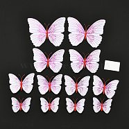 PVC Plastic Artificial 3D Butterfly Decorations, with Adhesive Sticker and Magnet, for Fridge Magnets or Wall Decorations, Magenta, 45~95x57~118x5mm, 12pcs/bag(DIY-I072-02A)