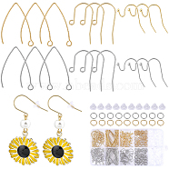 108Pcs 6 Style 304 Stainless Steel Earring Hooks, Marquise Ear Wire & Shepherd's Hook Ear Wire, with 110Pcs Open Jump Rings & 120Pcs Eco-Friendly Plastic Ear Nuts, Golden & Stainless Steel Color, 11~31x16.5~21x0.8mm, Hole: 1.8~2.3mm, Pin: 0.7mm, 18Pcs/style(DIY-SC0021-76)