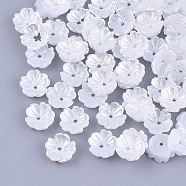 Resin Imitation Pearl Bead Caps, 5-Petal, Flower, White, 8x8x2.5mm, Hole: 1mm(X-RESI-T040-008A)