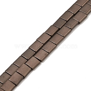 Electroplated Frosted Non-magnetic Synthetic Hematite Beads Strands, Square, 2-Hole, Coffee Plated, 5x5x2mm, Hole: 0.8mm, about 74pcs/strand, 15.75 inch(40cm)(G-G089-B01-08)