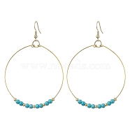 Synthetic Turquoise Dangle Earrings, 304 Stainless Steel Earring for Women, 79x54.5mm(EJEW-JE05809)